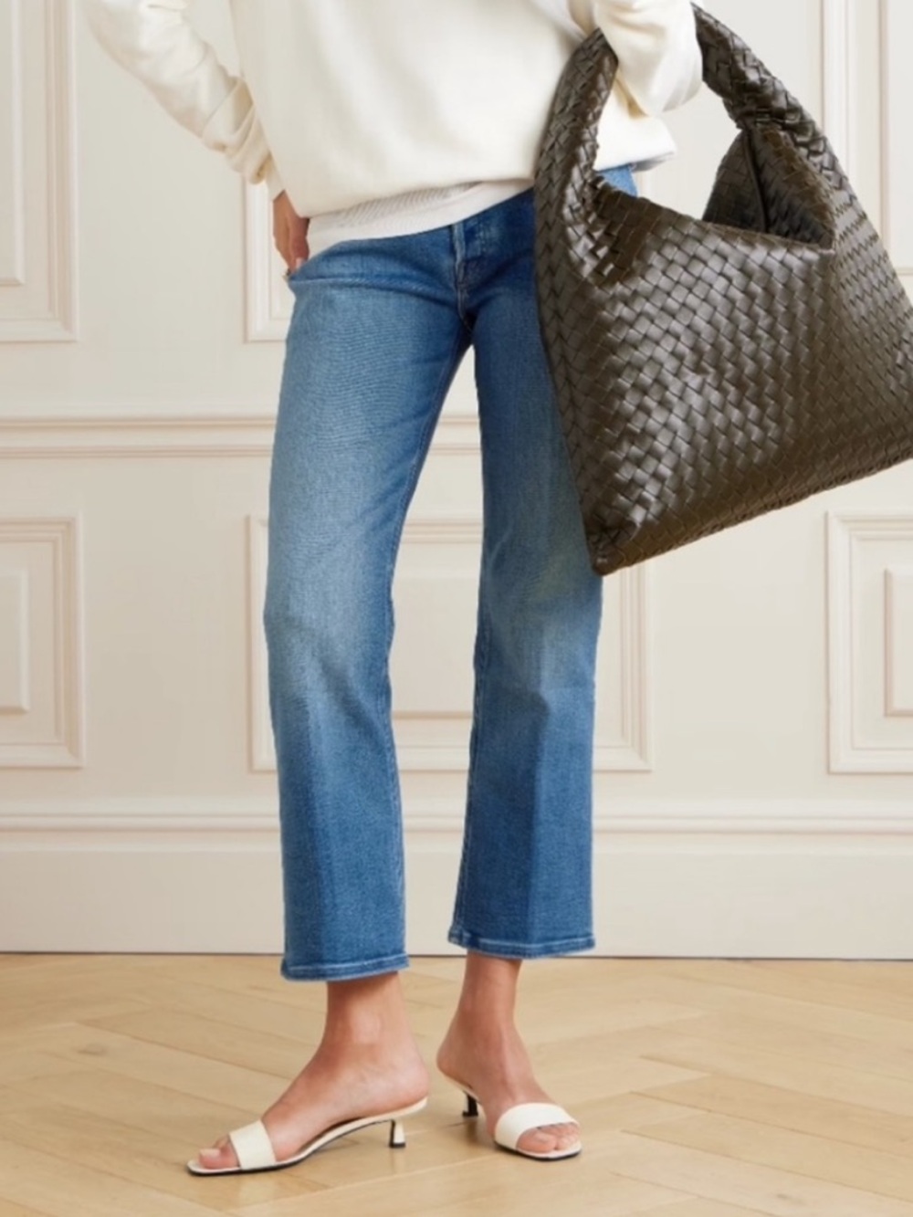 MOTHER the tripper Cropped Straight Ankle Jeans in work hard play hard